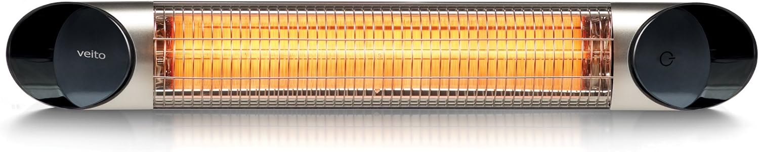 Blade – Calefactor de infrarrojos con 2000 W, incluye mando a distancia, 4 niveles de calor, temporizador, fibra de carbono que sirve de calefactor y foco). Infrarrojos para interior y exterior.