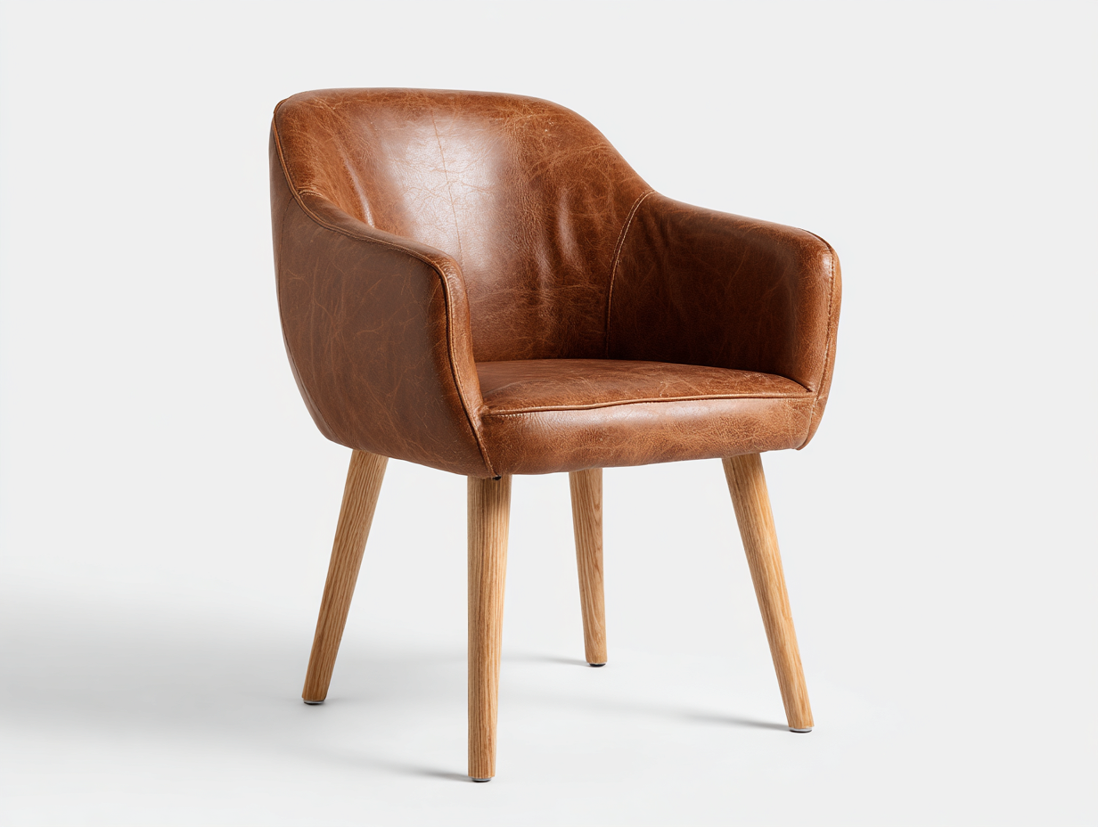 Silla de comedor cuero sintético 52x55x82 cm - marrón/madera natural - apta para comedor - diseño moderno