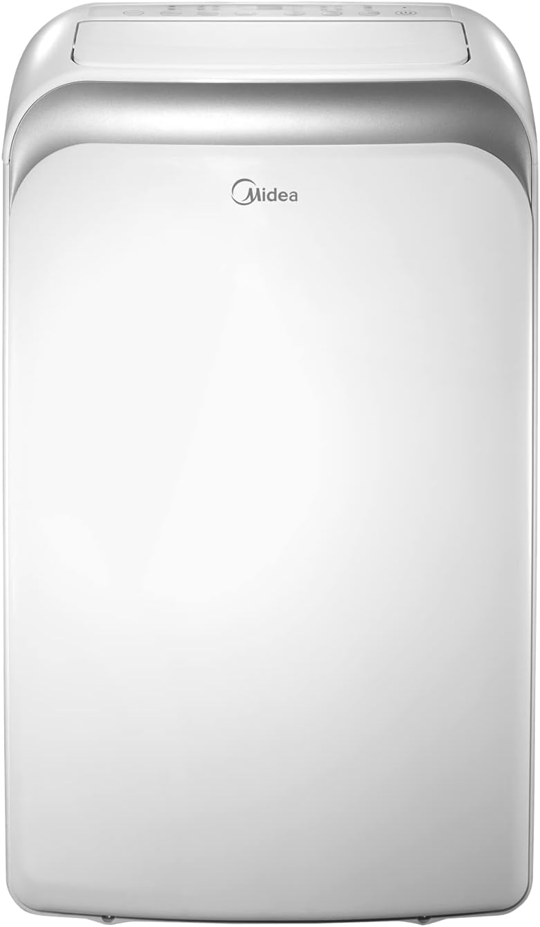Midea MPD-12CRN7 Aire acondicionado móvil 3 en 1 con manguera de escape, refrigeración, deshumidificación y ventilación, 12000 BTU/h (3,5 kW/h), temporizador de 24 horas, blanco