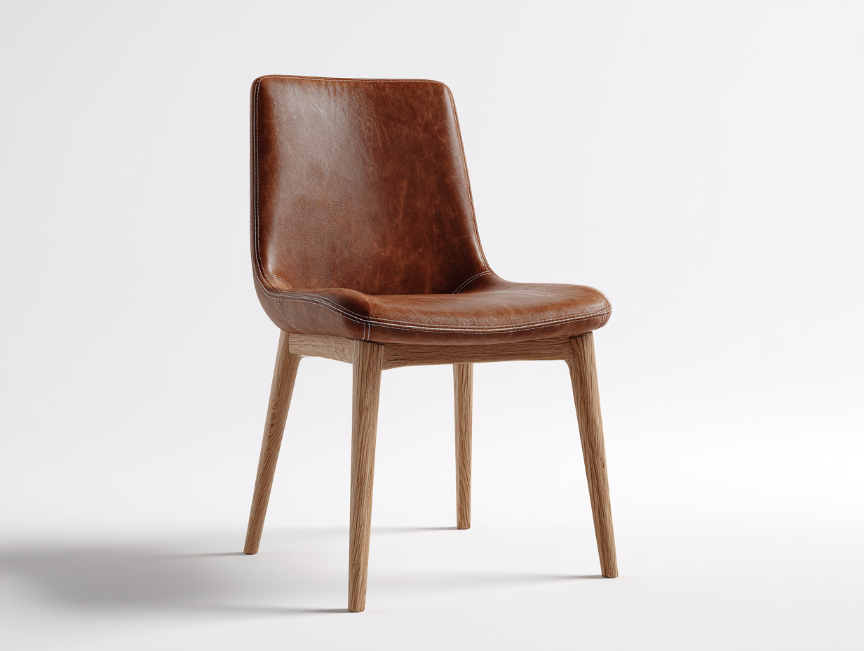 Silla de comedor cuero sintético 48x52x86 cm - marrón/color madera natural - apta para comedor - diseño moderno