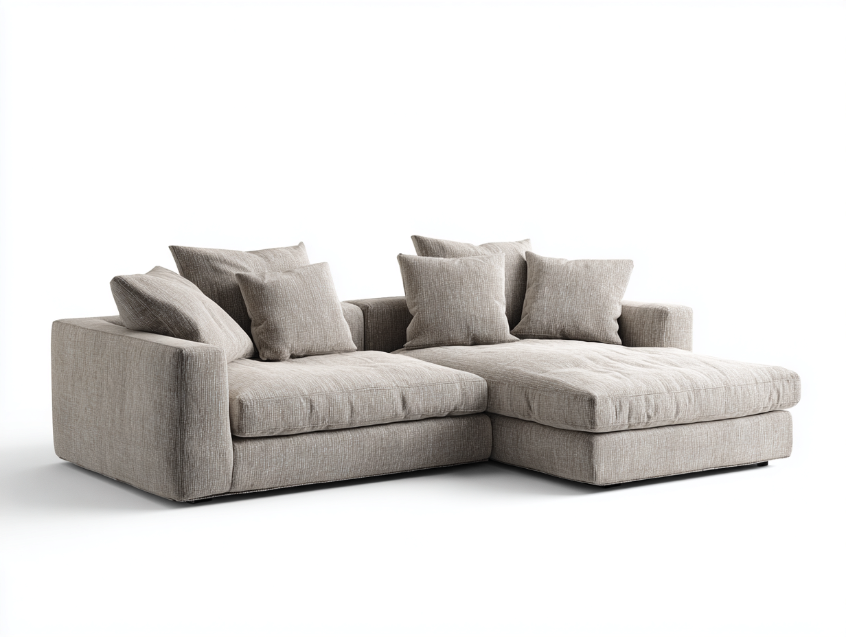 Sofá rinconera tapizado en tela 250x180x85 cm - beige - apto para salón - diseño moderno