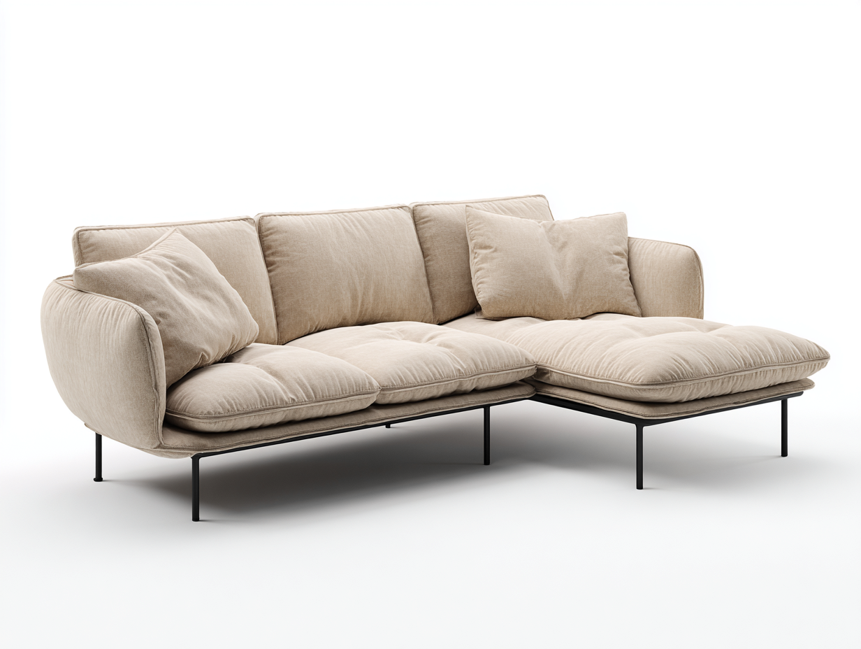 Sofá rinconera tapizado en tela 270x165x80 cm - beige/negro - apto para salón - diseño moderno