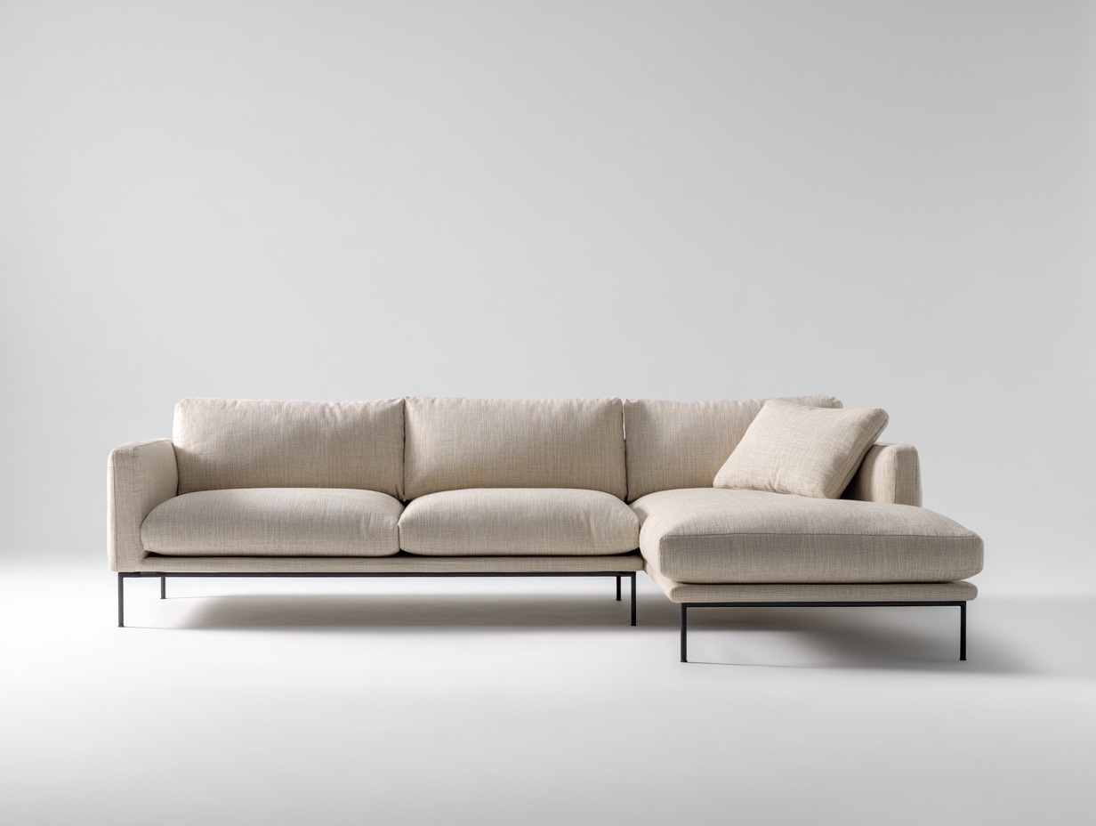 Sofá rinconera tapizado tela 290x165x82 cm - beige/negro - para salón - diseño moderno