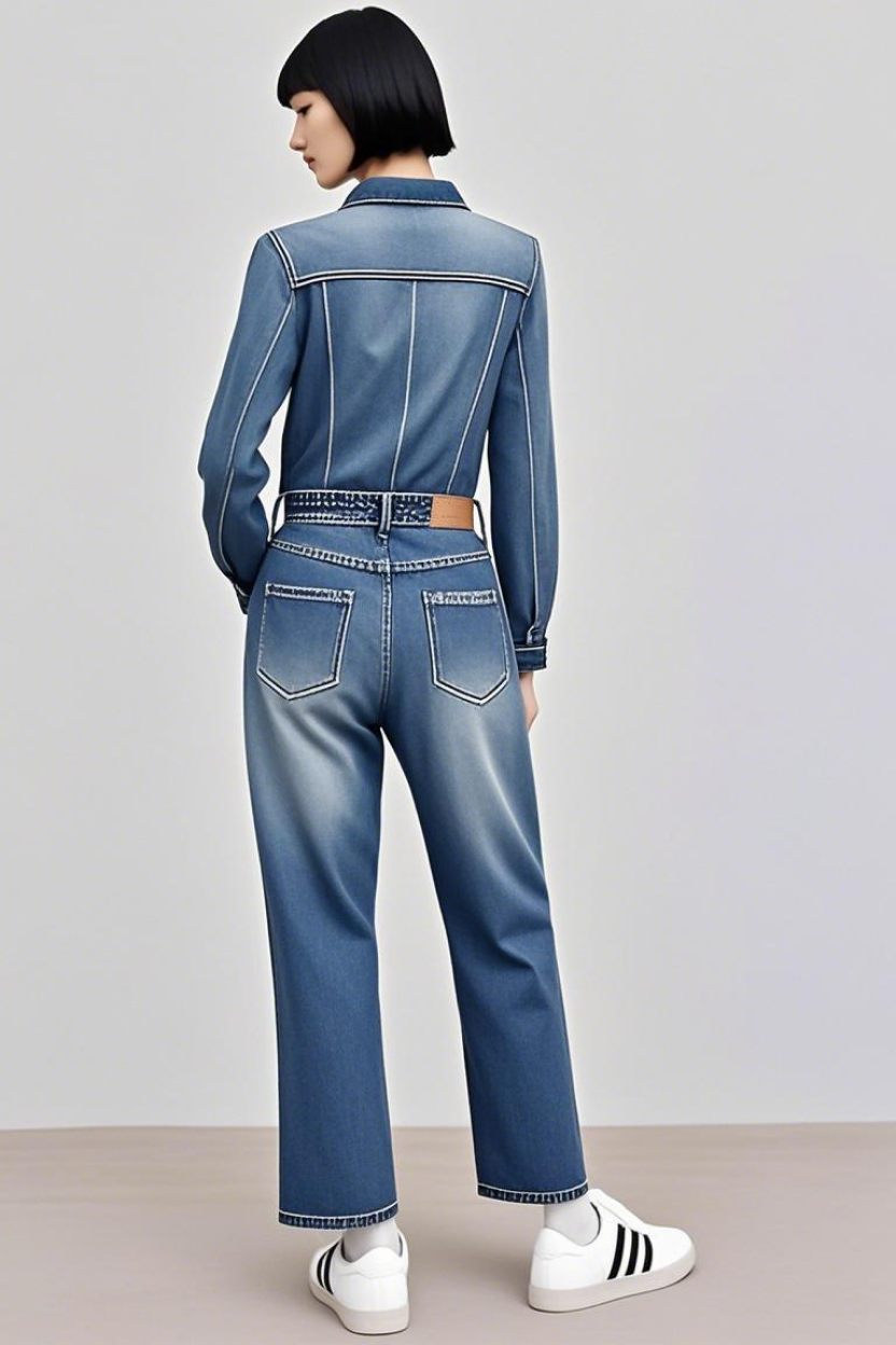 Long Sleeve Denim Jumpsuit