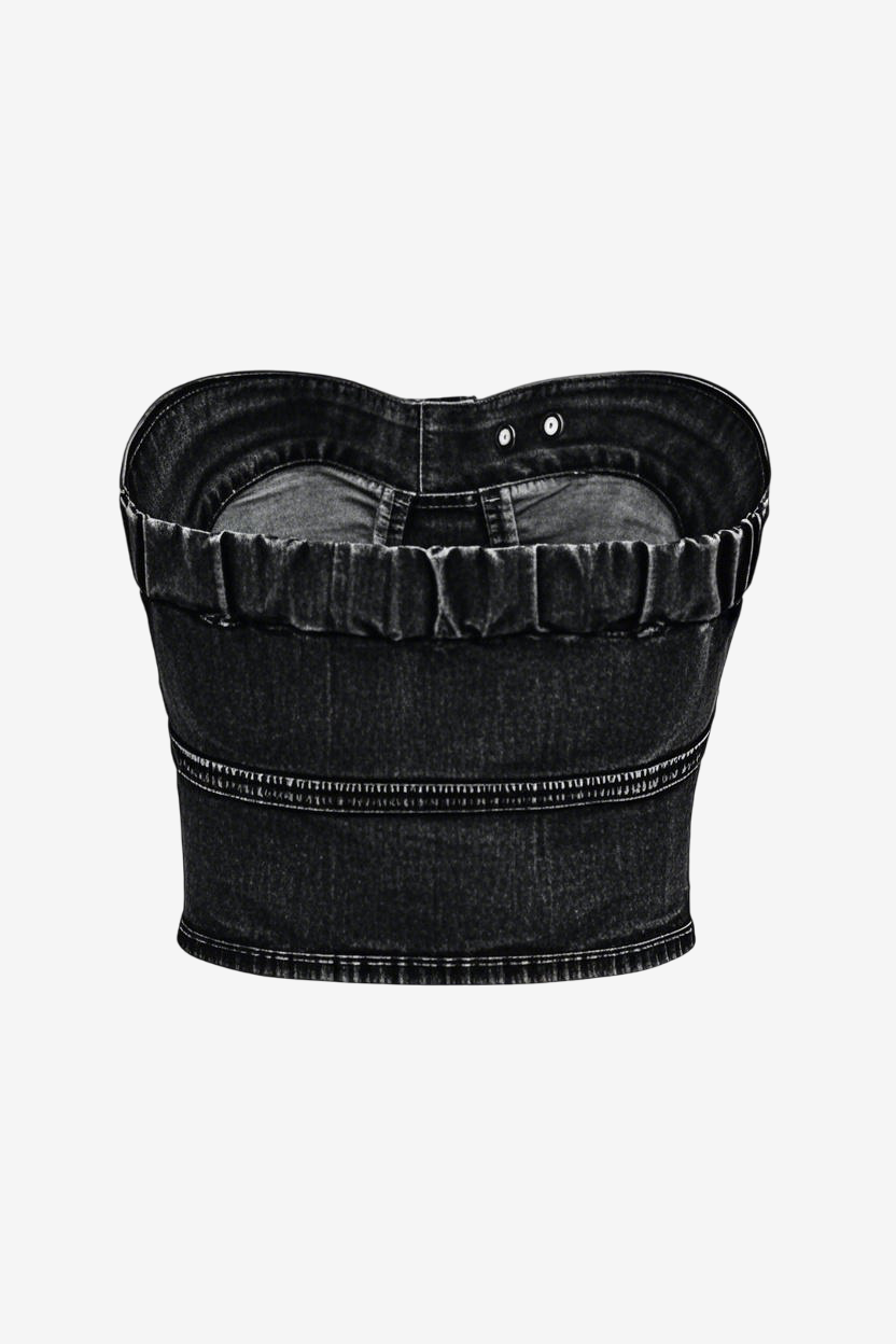 Cut-Out Denim Tube Top
