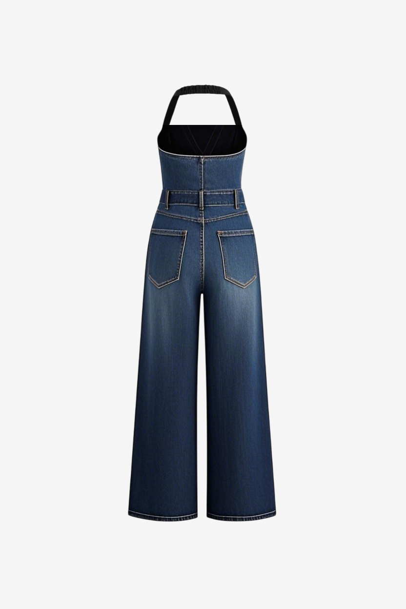 Halter Neck Denim Bodysuit
