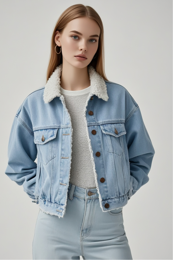 Shrunken '90s Linen Blend Lightweight Trucker Jacket