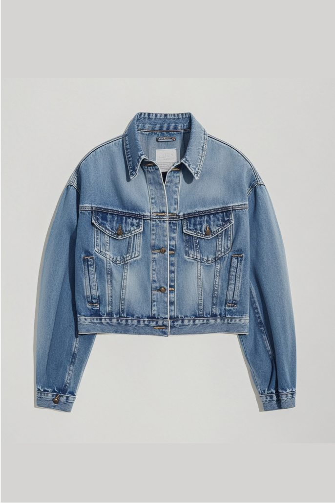 Shrunken '90s Linen+ Denim Lightweight Trucker Jacket