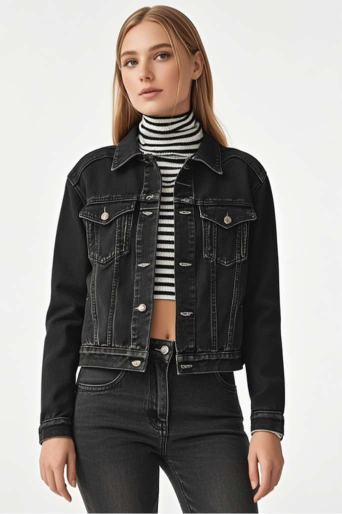 Dark Wash 90s Biker Jacket