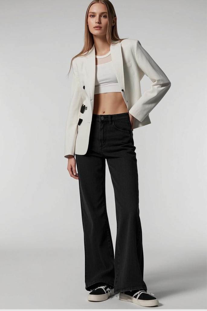 Ribcage Wide Leg Jeans-Stretch