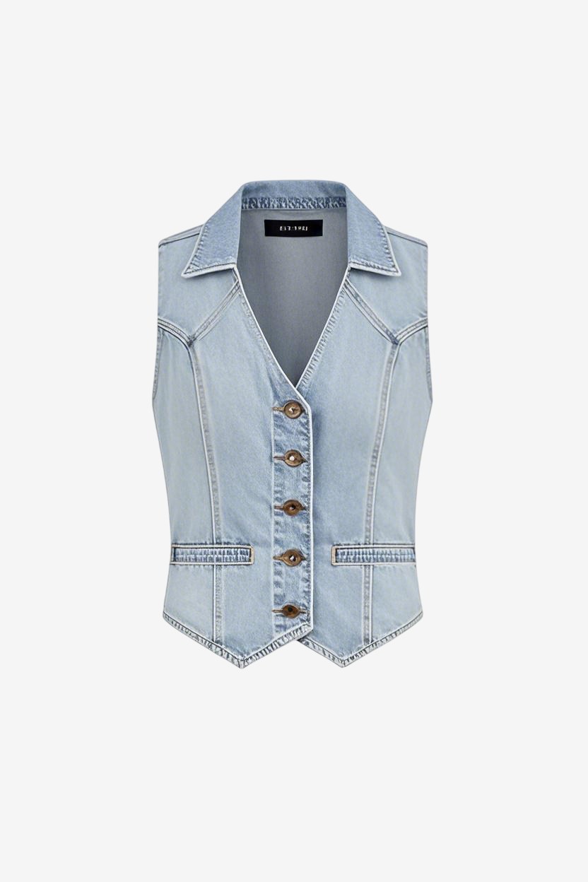 Casual Shrunken '90s Linen & Denim Vest
