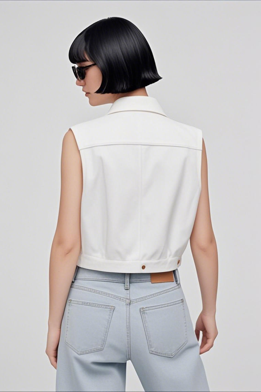 Crop Relaxed Trucker Vest