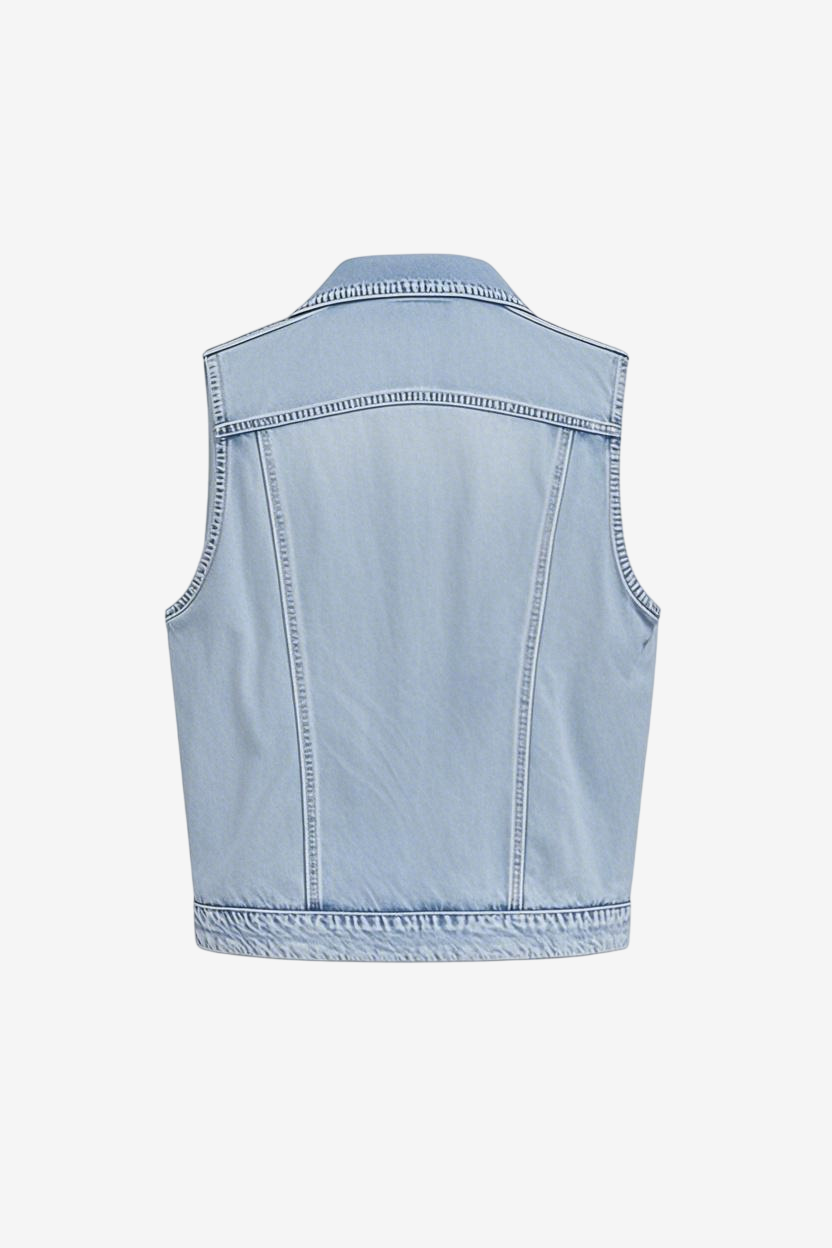 Casual Shrunken '90s Linen & Denim Vest