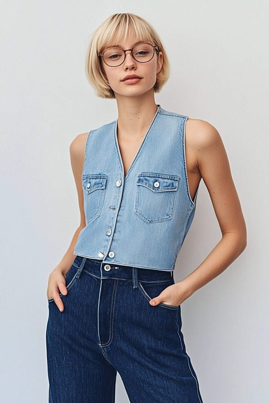 Fitted Relaxed Trucker Vest