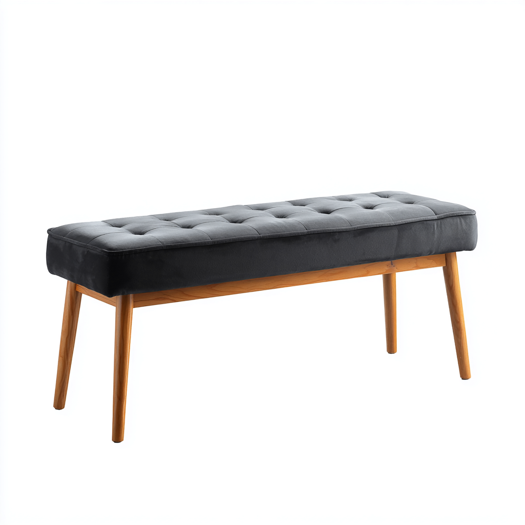 Panca da ingresso imbottita in velluto 95x35x45 cm - grigio - legno - design moderno per ingresso-Frameuna