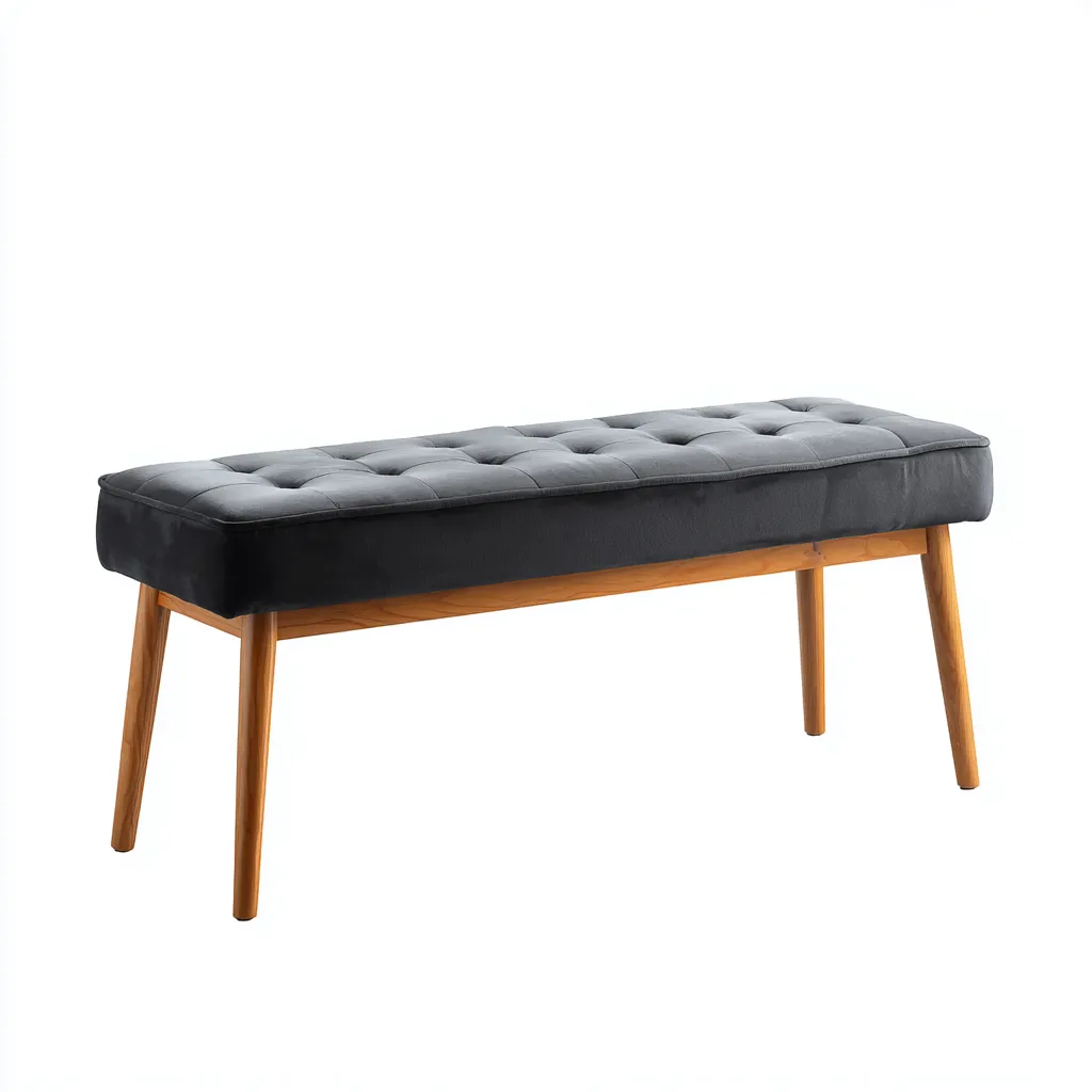 Panca da ingresso imbottita in velluto 95x35x45 cm - grigio - legno - design moderno per ingresso-Frameuna