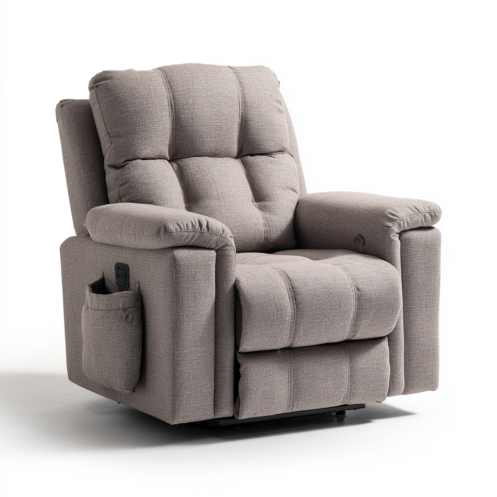 Poltrona reclinabile - tessuto - 88x96x103 cm - grigio chiaro - per soggiorno - design moderno-Frameuna