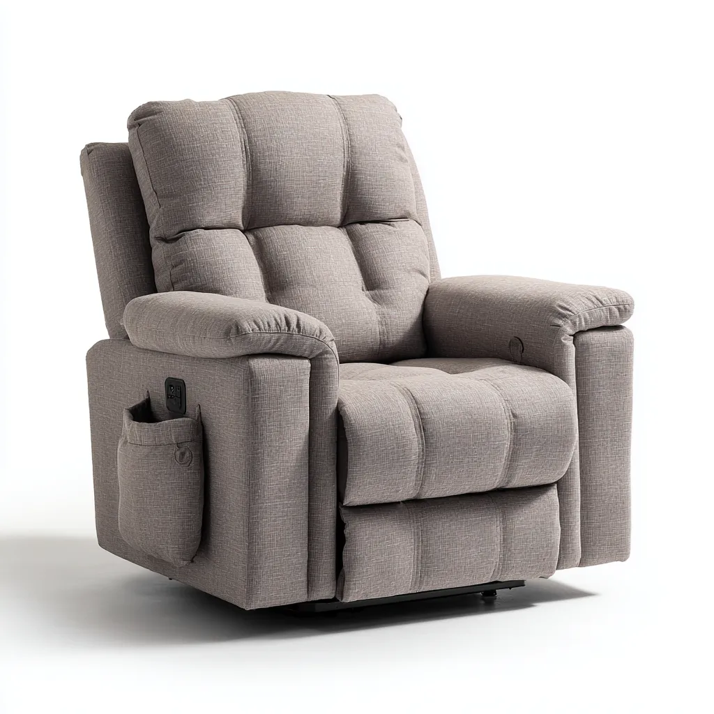 Poltrona reclinabile - tessuto - 88x96x103 cm - grigio chiaro - per soggiorno - design moderno-Frameuna