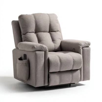 Poltrona reclinabile - tessuto - 88x96x103 cm - grigio chiaro - per soggiorno - design moderno-Frameuna