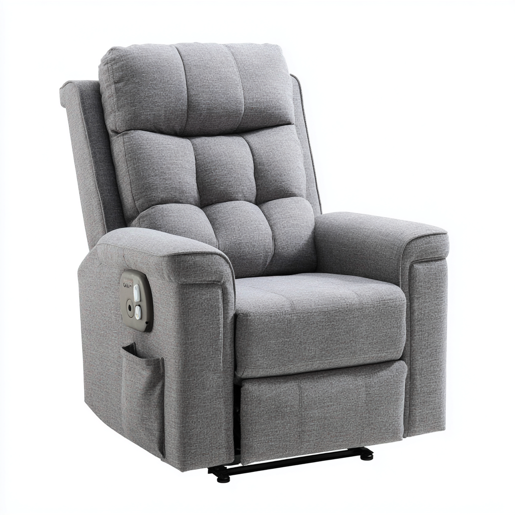 Poltrona reclinabile - tessuto - 90x98x104 cm - grigio chiaro - per soggiorno - design moderno-Frameuna