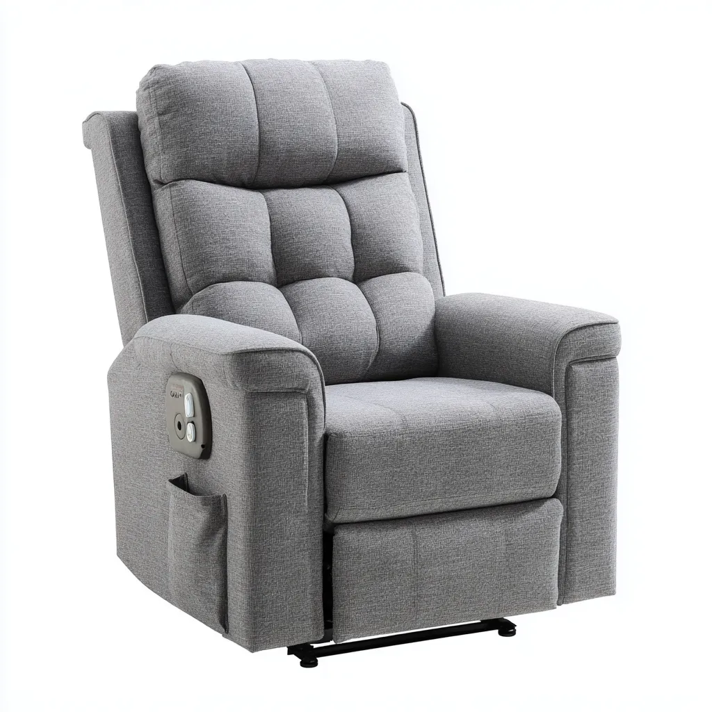 Poltrona reclinabile - tessuto - 90x98x104 cm - grigio chiaro - per soggiorno - design moderno-Frameuna