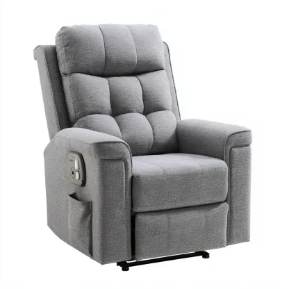 Poltrona reclinabile - tessuto - 90x98x104 cm - grigio chiaro - per soggiorno - design moderno-Frameuna