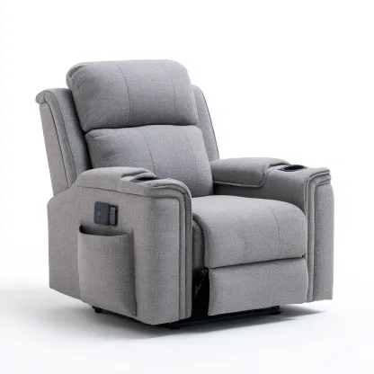 Poltrona reclinabile - tessuto - 90x100x106 cm - grigio chiaro - per soggiorno - design moderno-Frameuna