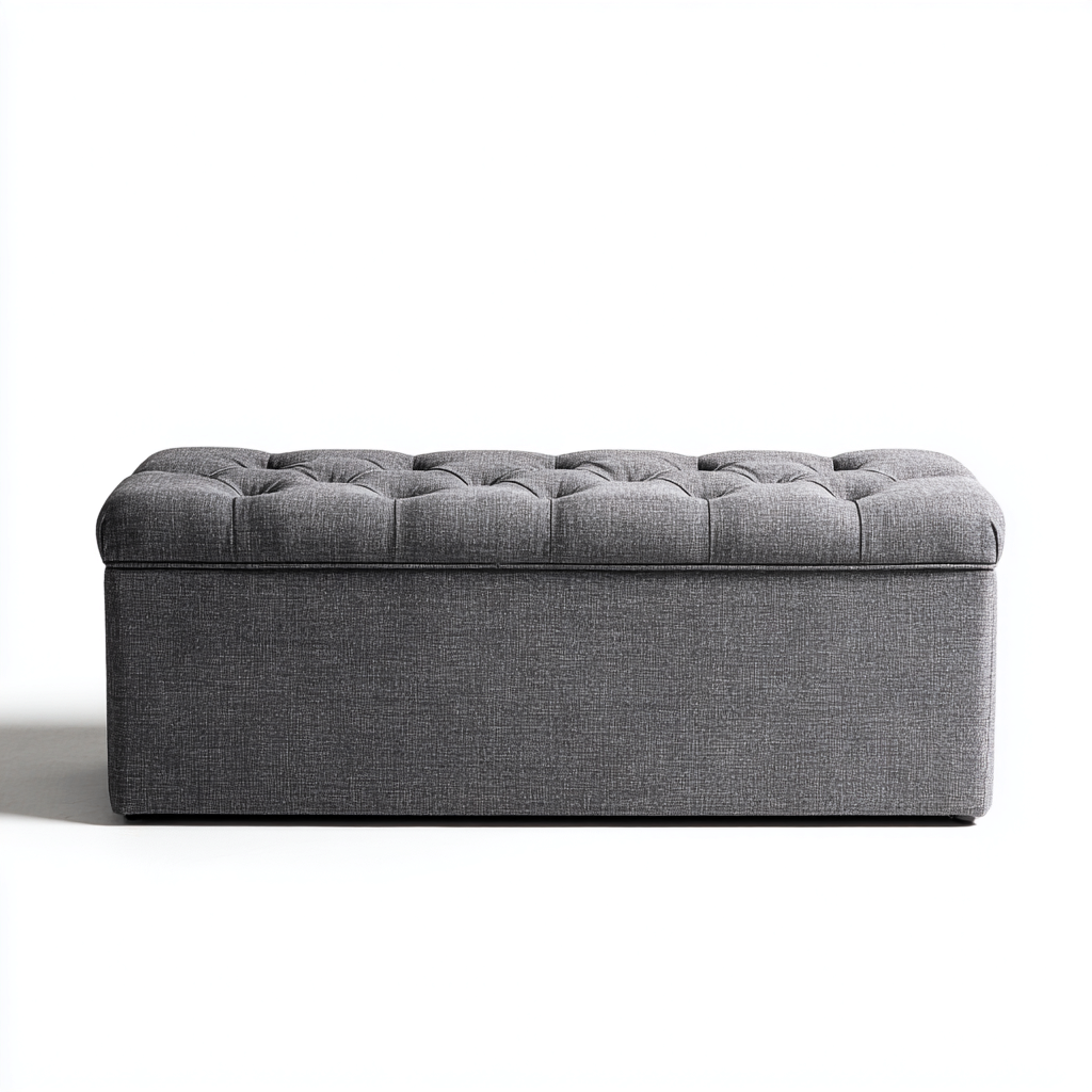 Panca da ingresso - tessuto - 110x45x47 cm - grigio scuro - design moderno-Frameuna