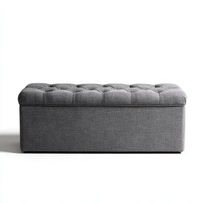 Panca da ingresso - tessuto - 110x45x47 cm - grigio scuro - design moderno-Frameuna