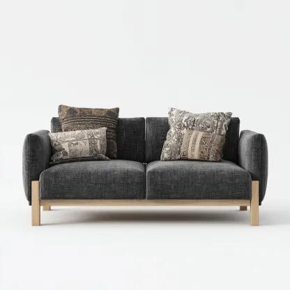 Divano lineare in tessuto 150x85x80 cm - grigio scuro - design moderno per soggiorno-Frameuna