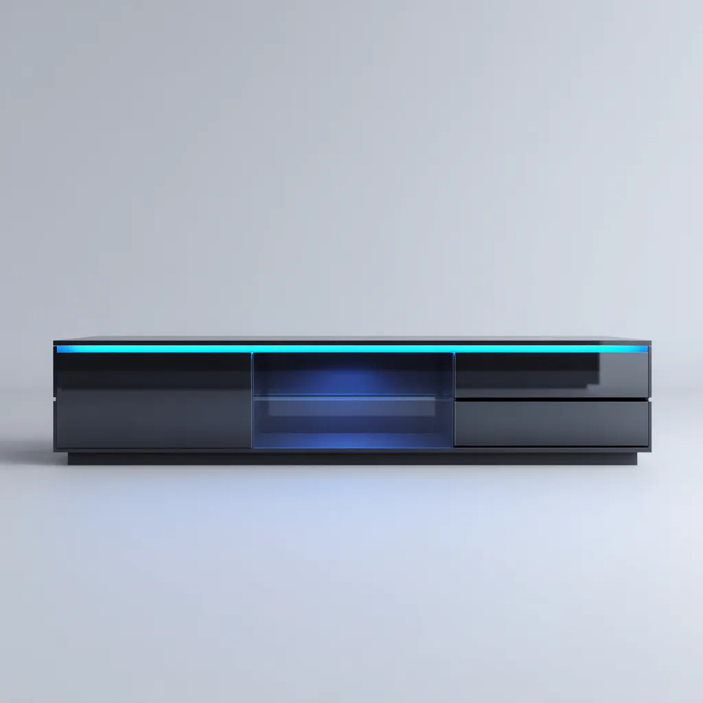 Mobile TV - legno - vetro - 180x40x42 cm - nero - soggiorno - design moderno-Frameuna