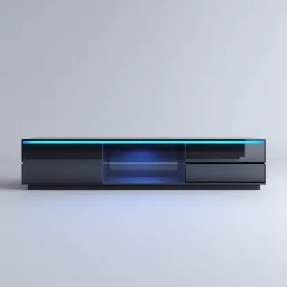 Mobile TV - legno - vetro - 180x40x42 cm - nero - soggiorno - design moderno-Frameuna