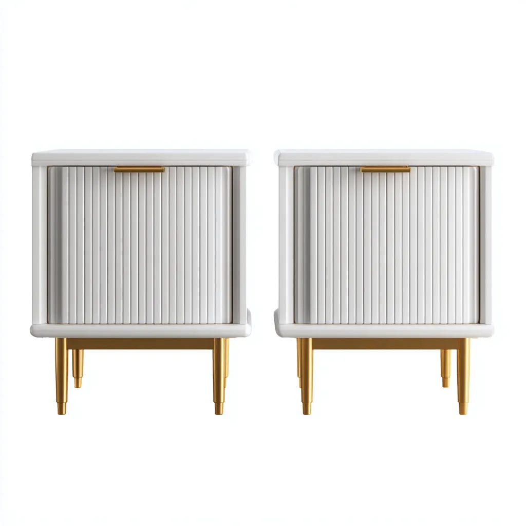 Comodino - legno - metallo - 48x38x60 cm - bianco - oro - design moderno - per camera da letto-Frameuna