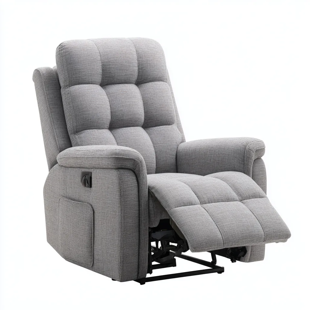 Poltrona reclinabile - tessuto - 88x95x104 cm - grigio chiaro - per soggiorno - design moderno-Frameuna