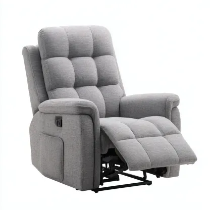 Poltrona reclinabile - tessuto - 88x95x104 cm - grigio chiaro - per soggiorno - design moderno-Frameuna