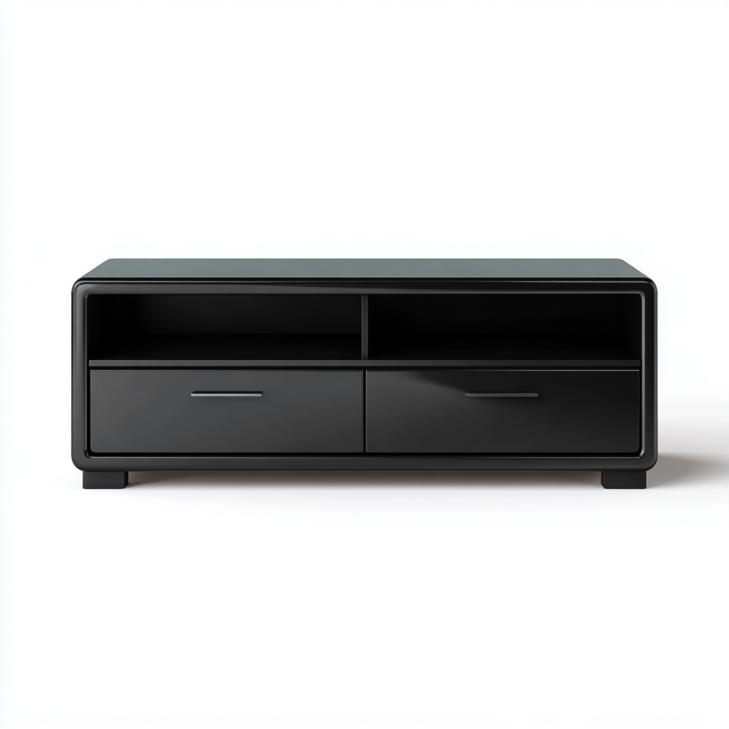 Mobile TV - legno - metallo - 140x40x50 cm - nero - soggiorno - design moderno-Frameuna