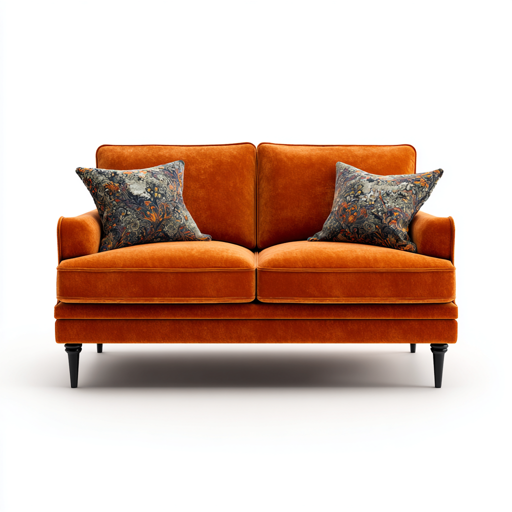 Divano lineare in velluto 150x85x85 cm - arancione - stile moderno per soggiorno-Frameuna