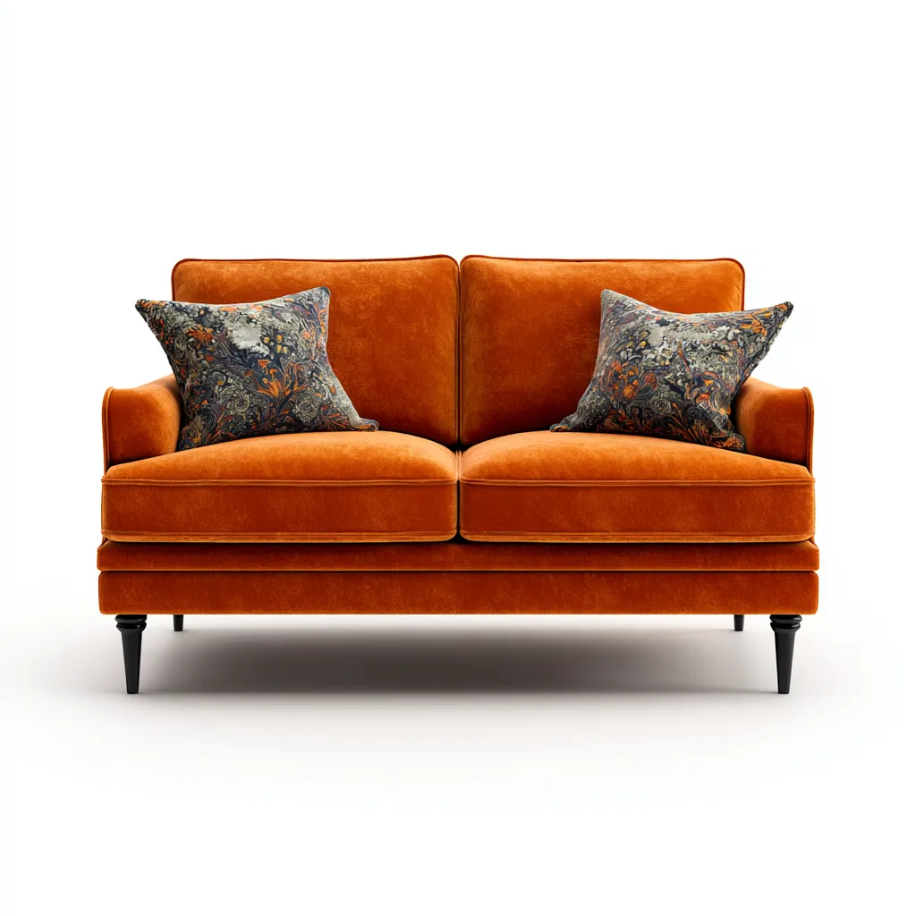 Divano lineare in velluto 150x85x85 cm - arancione - stile moderno per soggiorno-Frameuna