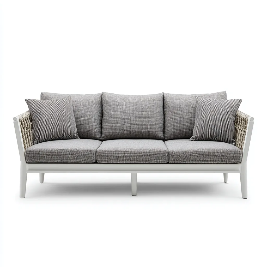 Divani da esterno alluminio 180x75x80 cm - bianco - grigio - adatto per giardino design moderno-Frameuna