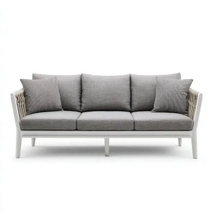 Divani da esterno alluminio 180x75x80 cm - bianco - grigio - adatto per giardino design moderno-Frameuna