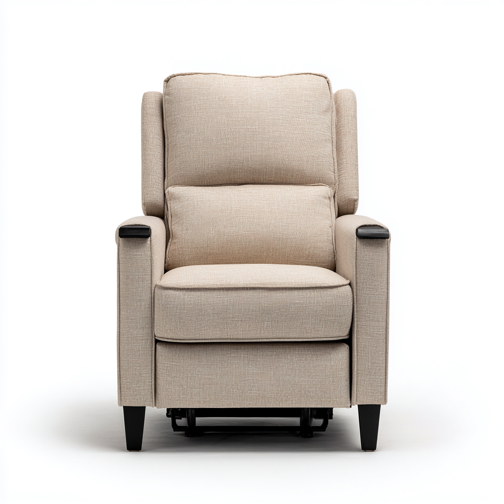 Poltrona reclinabile - tessuto - 80x90x100 cm - beige - per soggiorno - design moderno-Frameuna