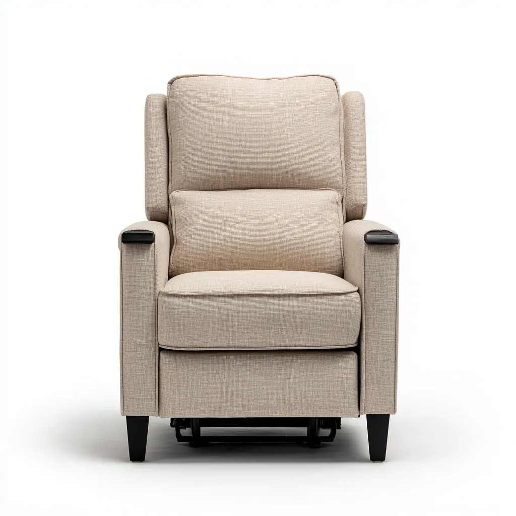 Poltrona reclinabile - tessuto - 80x90x100 cm - beige - per soggiorno - design moderno-Frameuna