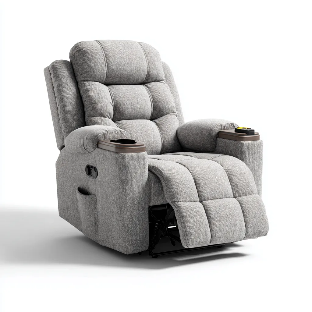 Poltrona reclinabile - tessuto - 90x100x105 cm - grigio chiaro - per soggiorno - design moderno-Frameuna