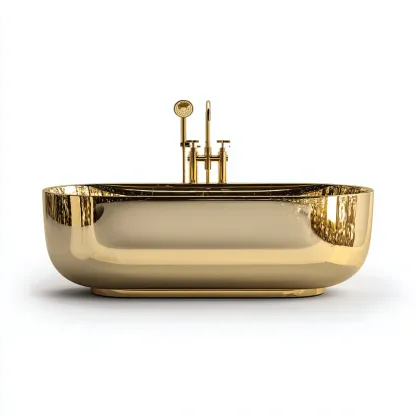 Vasca da bagno - metallo lucido - 175x85x60 cm - oro - design contemporaneo - per bagno-Frameuna