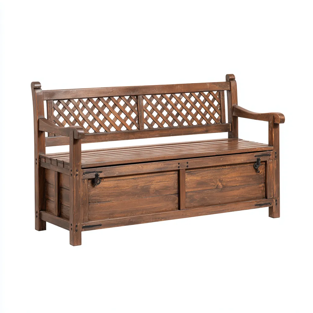 Panca da giardino legno 125x55x90 cm - marrone - adatta per uso outdoor in giardino con vano contenitore design classico-Frameuna