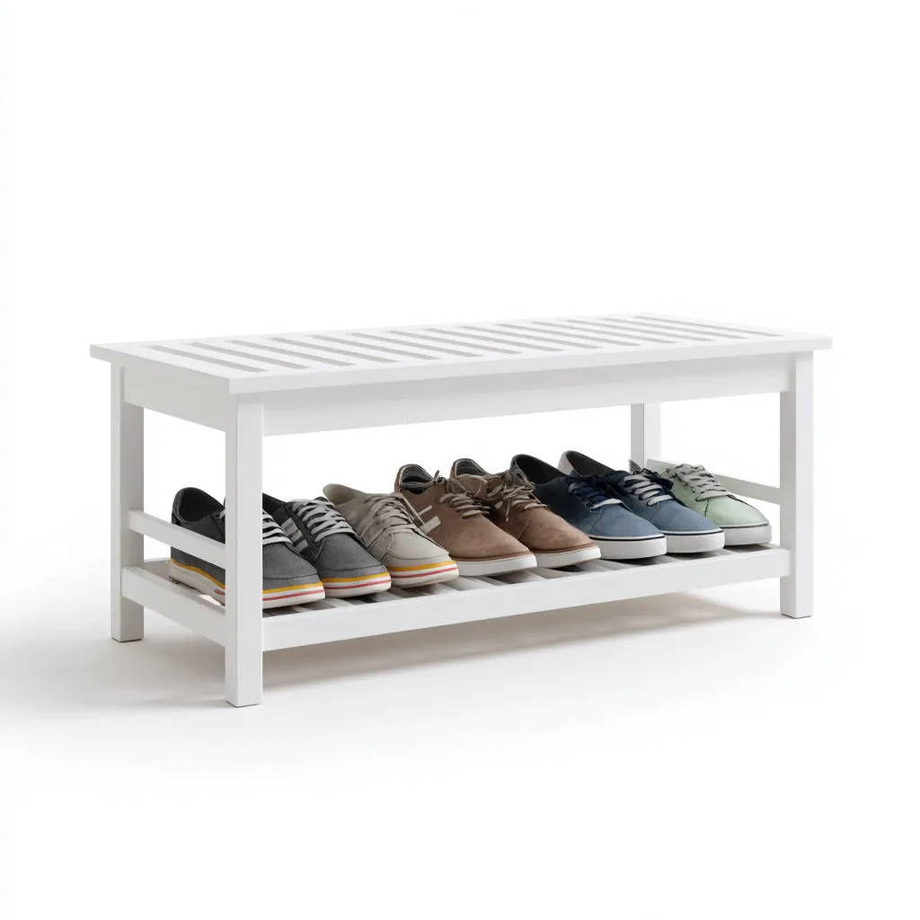 Scarpiera panca portascarpe in legno 80x30x45 cm - bianco - design moderno per ingresso-Frameuna