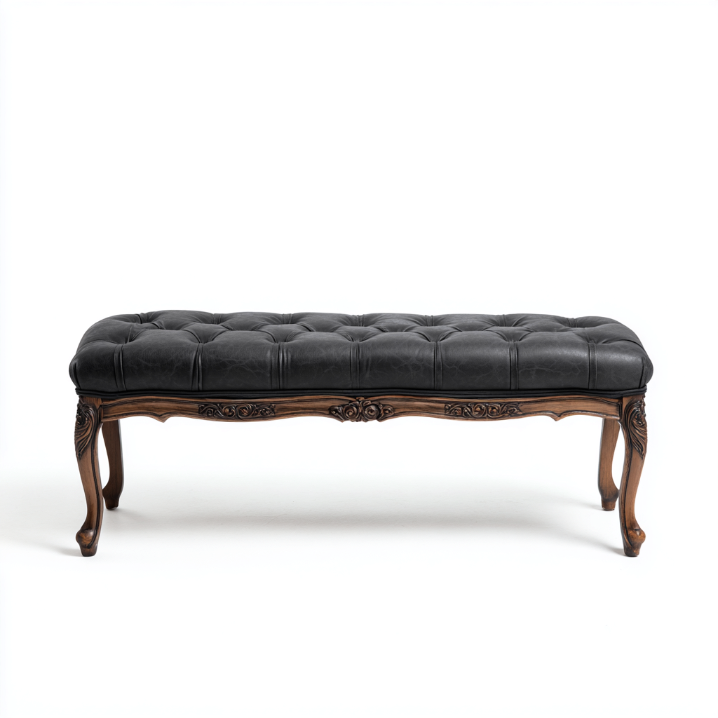 Panca da ingresso imbottita in ecopelle 120x45x45 cm - nero - design classico per ingresso-Frameuna