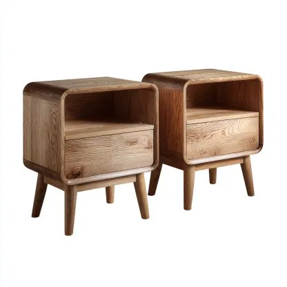 Comodino - legno massello - 48x36x58 cm - legno naturale - design scandinavo - per camera da letto-Frameuna