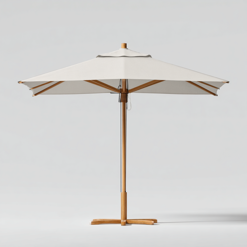Ombrelloni da giardino legno e tessuto 270x255 cm - bianco crema - legno naturale - design moderno-Frameuna