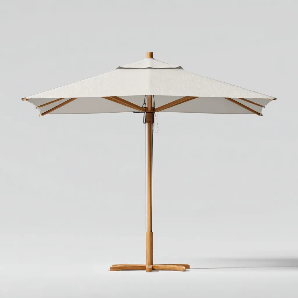 Ombrelloni da giardino legno e tessuto 270x255 cm - bianco crema - legno naturale - design moderno-Frameuna